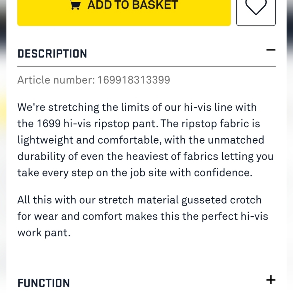 Hi Vis Ripstop Yellow and Black Cargo Pants - Picture 5 of 6
